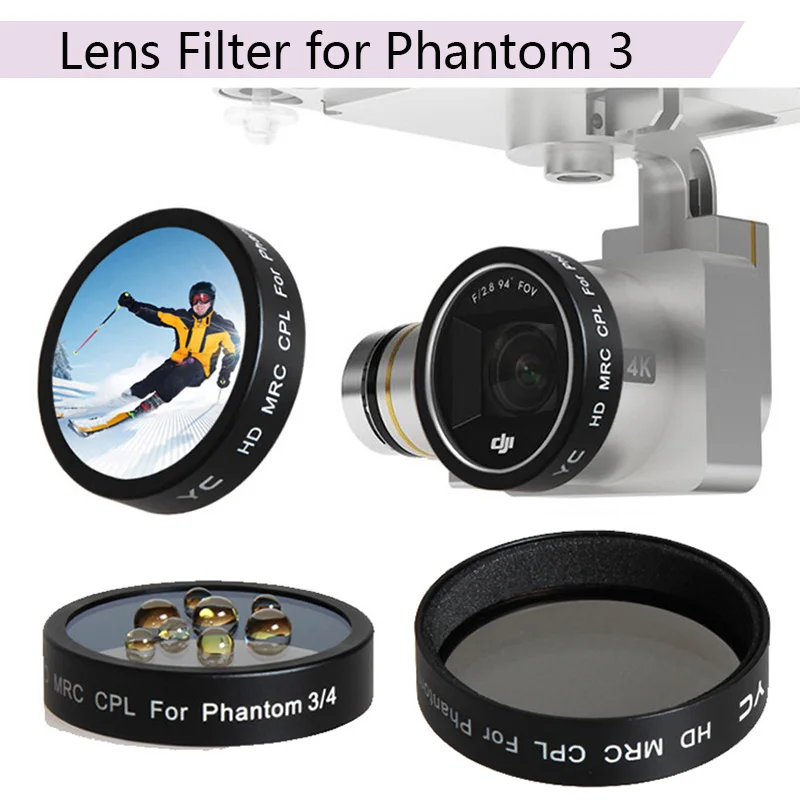 3 In 1 CPL Circular Polarizing ND2-400 Neutral Density Gradual Gray Lens Filter for Phantom 4 Drone Camera | Электроника