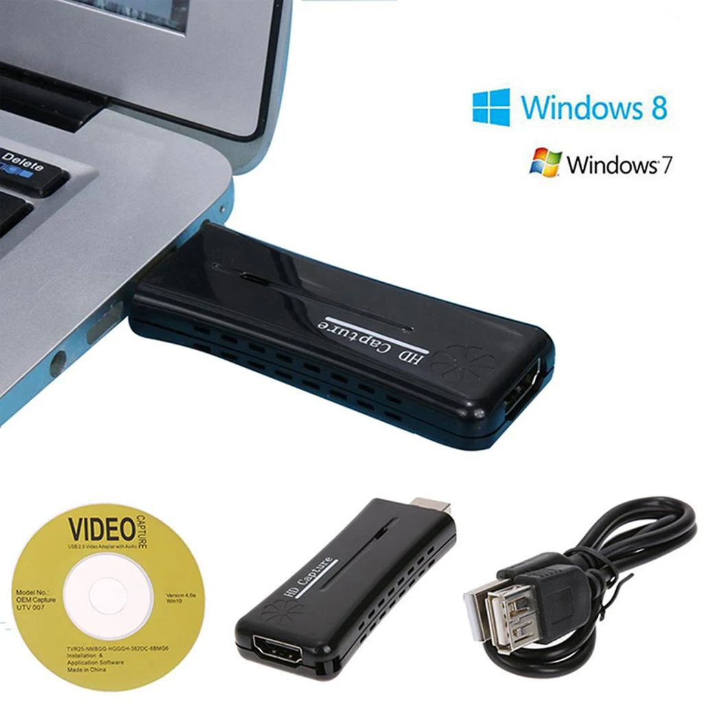Black 1080P USB2.0 HDMI Video Capture Card   1 Way HDMI Mini Video Capture Card for PC Computer Windows 7 8 10