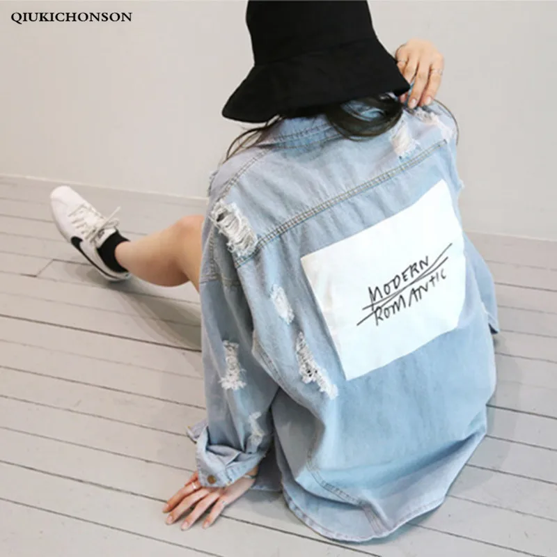 Casual Loose Long Denim Shirt Women 2019 Spring Autumn Streetwear Boyfriend Letter Print Ripeed Oversize Jeans Tops Long Sleeve
Casual Loose Long Denim Shirt Women 2019 Spring Autumn Streetwear Boyfriend Letter Print Ripeed Oversize Jeans Tops Long Sleeve