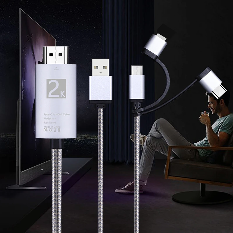 2K HDMI Cable IOS Type C Micro USB Android Phone To TV for IPhone X 5 6 7 8 Plus XS MAX XR Huawei P20 P30 PRO Samsung S10 Xiaomi
2K HDMI Cable IOS Type C Micro USB Android Phone To TV for IPhone X 5 6 7 8 Plus XS MAX XR Huawei P20 P30 PRO Samsung S10 Xiaomi