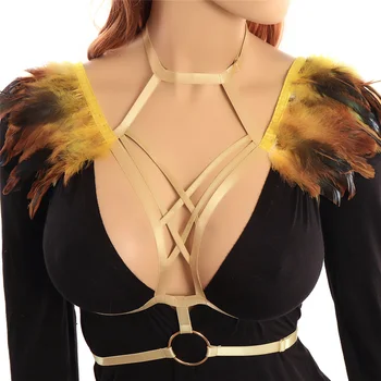 Feather Epaulettes yellow Body Harness Caged Bralette Bondage Shoulder Wings BurningMan Festival Dance Lingerie Steampunk Gothic 
Feather Epaulettes yellow Body Harness Caged Bralette Bondage Shoulder Wings BurningMan Festival Dance Lingerie Steampunk Gothic