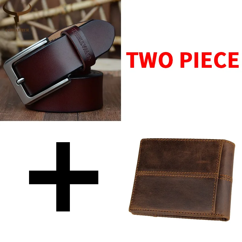 

COWATHER Cow genuine leather belt and wallet for men high quality fashion male strap and purse suit cow leather free shipping