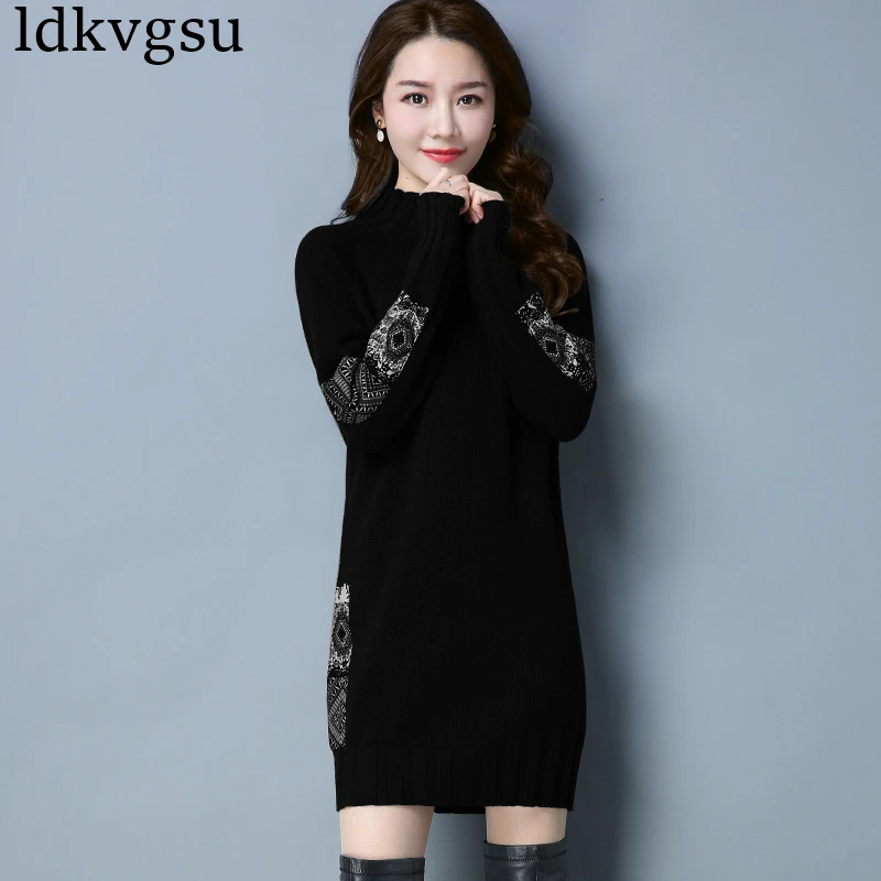 2019 Spring Autumn Turtleneck Long Knitted Sweater Dress Women Plus Size Cotton Slim Bodycon Dress Pullover Female A400
2019 Spring Autumn Turtleneck Long Knitted Sweater Dress Women Plus Size Cotton Slim Bodycon Dress Pullover Female A400