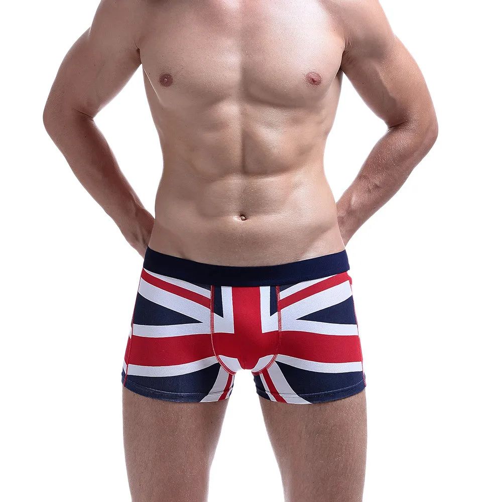 

Men's UK Flag Breathable Boxer Sexy Cotton Soft Shorts Underpants Contrast U Convex Pouch Underwear Calzoncillo Hombre#Y1