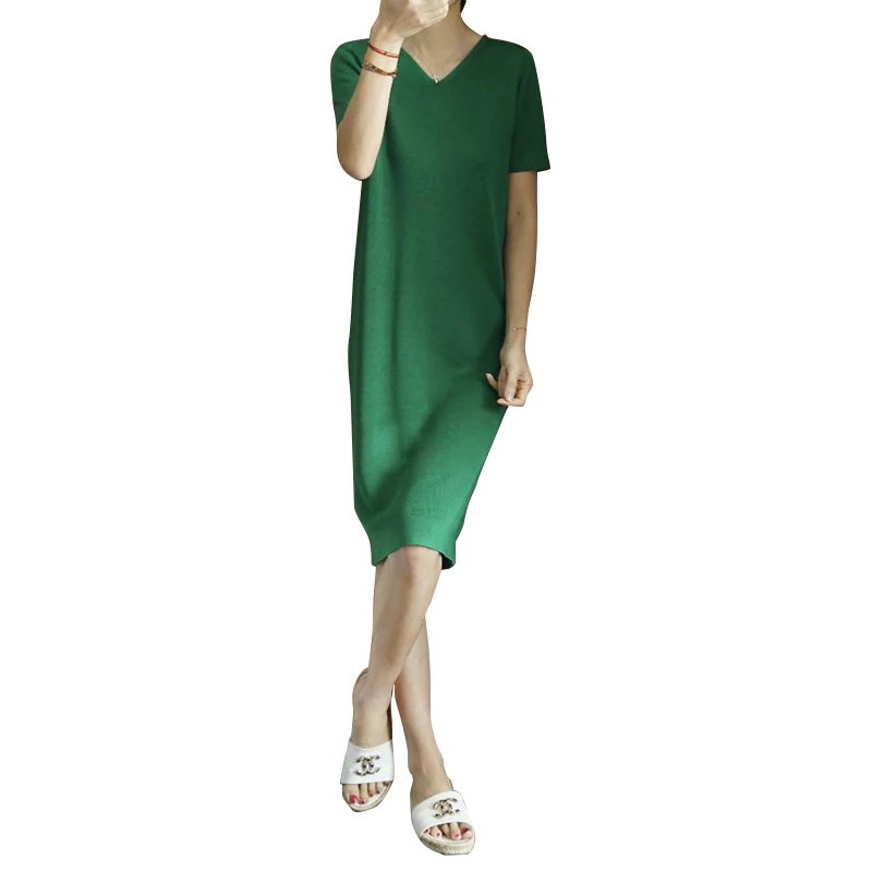 Short Sleeve Sexy Dress Summer V-neck Fashion Ladies Linen Knitted Dresses Women Casual Thin Loose Sweater Pullover Midi Dress
Short Sleeve Sexy Dress Summer V-neck Fashion Ladies Linen Knitted Dresses Women Casual Thin Loose Sweater Pullover Midi Dress