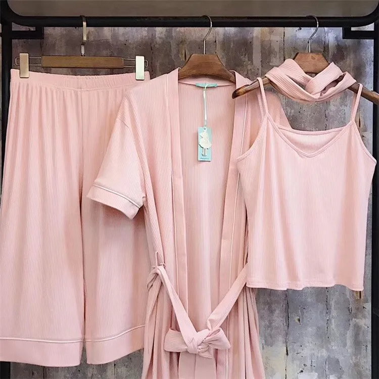 Women Pajamas 4pcs Set Sexy Imitation Full Cotton Pyjamas Set Loose Top + Pant+ Vest Simple Elastic Band Women Nightwear Shirt
Women Pajamas 4pcs Set Sexy Imitation Full Cotton Pyjamas Set Loose Top + Pant+ Vest Simple Elastic Band Women Nightwear Shirt