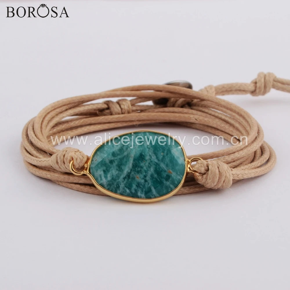 BOROSA 5PCS Boho Women Leather Bracelet Gilded Natural Multi-kind Stones Amazonite Charm Wrap Bracelets Handmade Jewelry HD0025
BOROSA 5PCS Boho Women Leather Bracelet Gilded Natural Multi-kind Stones Amazonite Charm Wrap Bracelets Handmade Jewelry HD0025