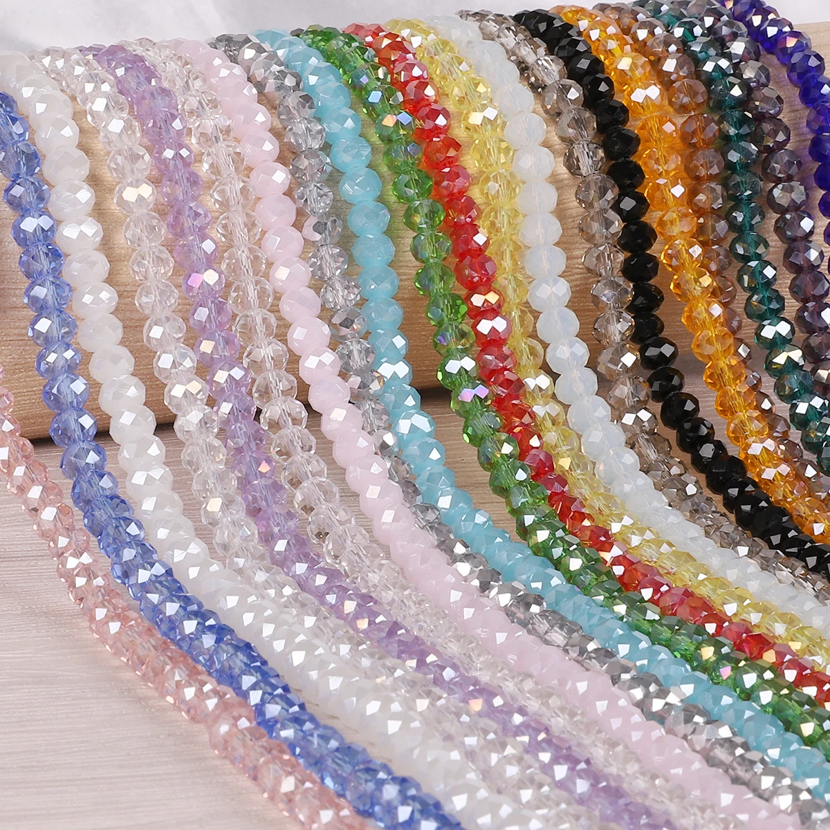 

Pick Size 2 3 4 6 8mm Czech Loose Rondelle Crystal Beads For Jewelry Making Diy Needlework AB Color Spacer Faceted Glass Beads