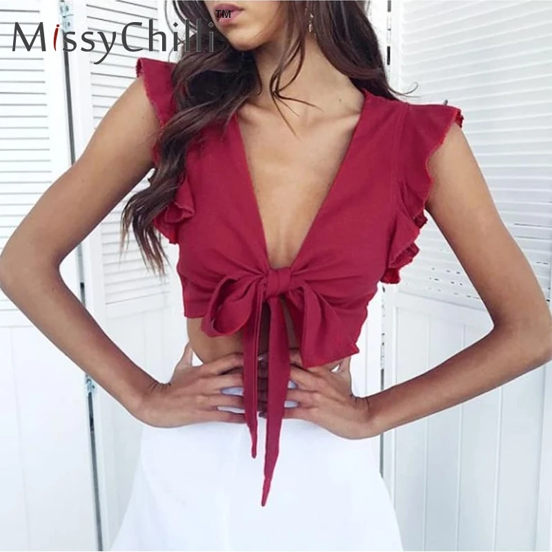 MissyChilli Ruffle bow v neck plus size women crop top Red slim bandage autumn tank top Female green fitness casual top tee cami
MissyChilli Ruffle bow v neck plus size women crop top Red slim bandage autumn tank top Female green fitness casual top tee cami