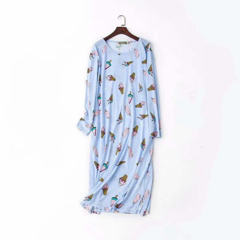 2019 Spring 100% Cotton Sleepshirt Women Casual Cartoon nightgown with pocket female Round collar sleepwear dress Plus size
2019 Spring 100% Cotton Sleepshirt Women Casual Cartoon nightgown with pocket female Round collar sleepwear dress Plus size