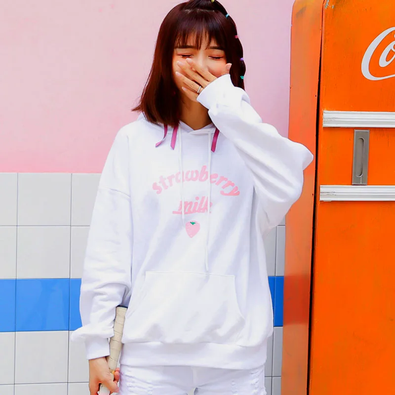 Japanese Kawaii Letter Strawberry Print Hoodies Schoolgirl Winter Kpop Harajuku Sweet Cute Oversized Hoodie Sweatshirt Women Top
Japanese Kawaii Letter Strawberry Print Hoodies Schoolgirl Winter Kpop Harajuku Sweet Cute Oversized Hoodie Sweatshirt Women Top
