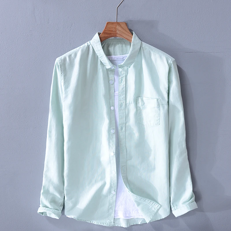 New brand long sleeve shirt men fashion water green shirts men cotton and linen solid shirt mens summer comfortable tops camisa
New brand long sleeve shirt men fashion water green shirts men cotton and linen solid shirt mens summer comfortable tops camisa