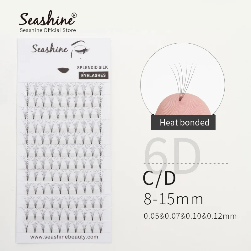 

Seashine Lashes Heat Bonded Premade Fans Volume Lash 6D Semi Permanent Eyelash Extension Mink Eyelashes W Cluster Free Shipping