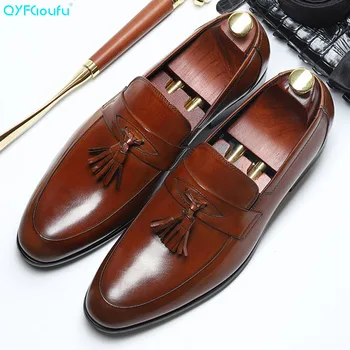 QYFCIOUFU Luxury 2019 New Fashion Genuine Leather Oxford Shoes Classic Business Men Dress Shoes Slip-on Pointed Toe Tassel Shoes
QYFCIOUFU Luxury 2019 New Fashion Genuine Leather Oxford Shoes Classic Business Men Dress Shoes Slip-on Pointed Toe Tassel Shoes