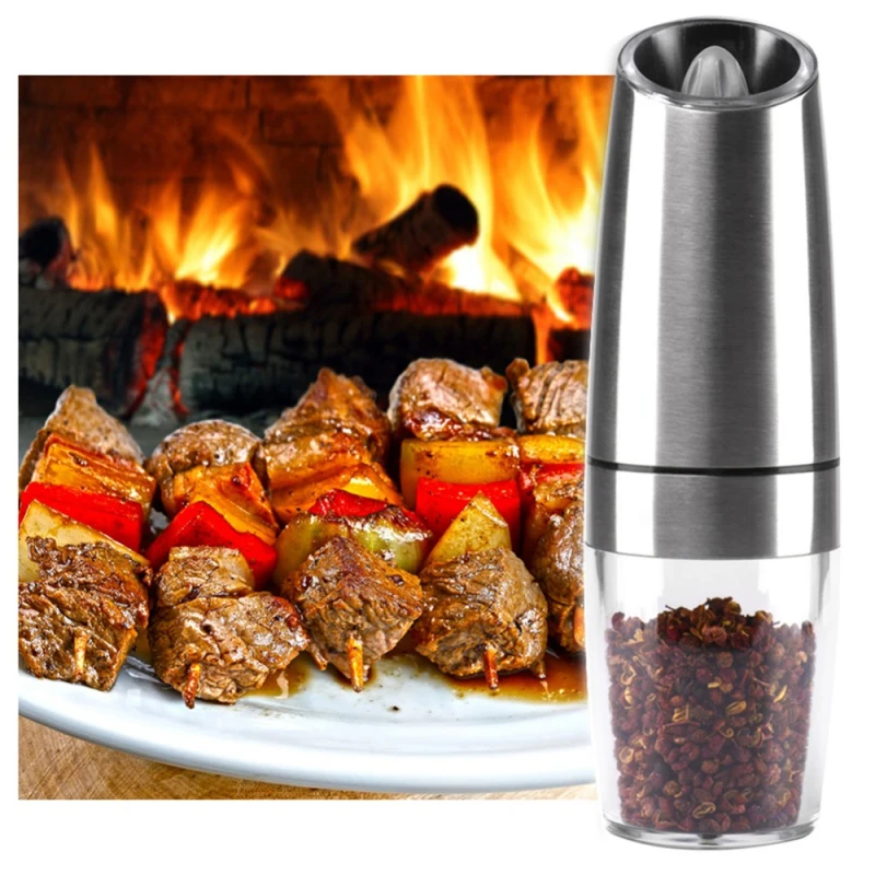 

Automatic Electric Pepper Grinder LED Light Salt Pepper Grinding Bottle Free Kitchen Seasoning Grind Tool Automatic Mills 2019