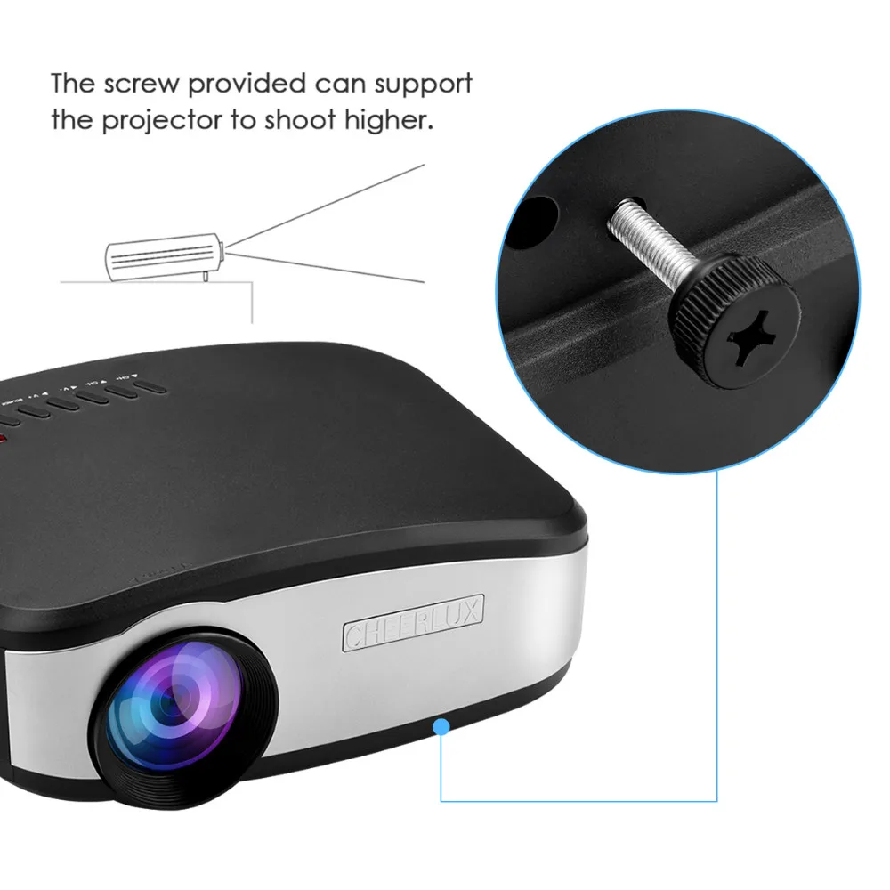 C6 Mini LED&LCD Projector 800x480 Pixels 1200 Lumens Home TheaterVideo Games Multi-inputs HDMIUSBVGAAVTV Proyector (6)