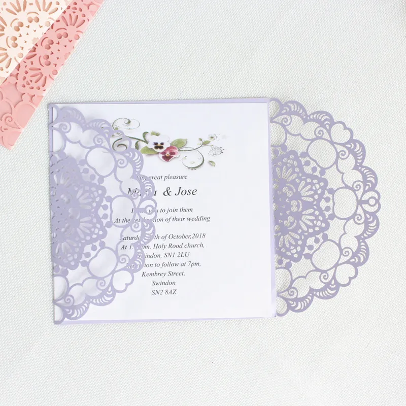 Light purple wedding invitations elegant marriage baby shower party invites cover customized printing multi colors free shipping
Light purple wedding invitations elegant marriage baby shower party invites cover customized printing multi colors free shipping