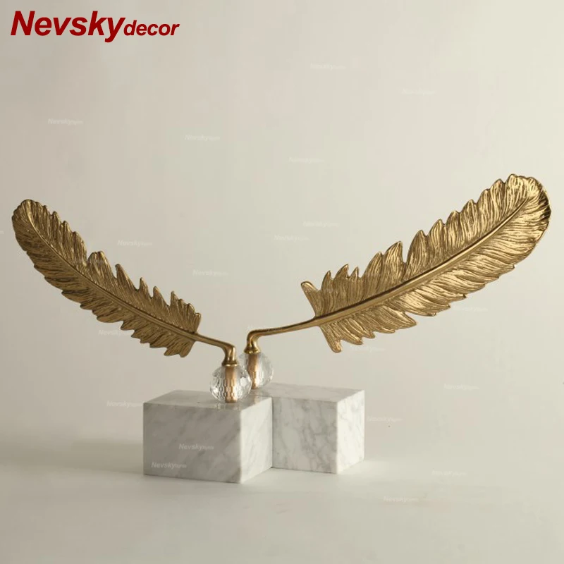Nevsky home decoration accessories vintage home decor black marble base golden metal feather Statues room accessories
Nevsky home decoration accessories vintage home decor black marble base golden metal feather Statues room accessories