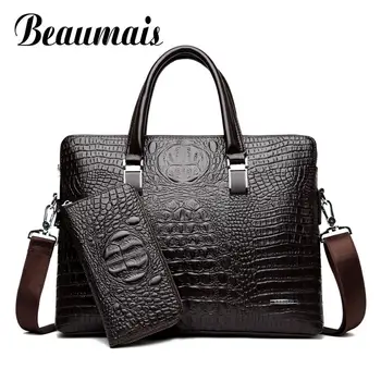 Beaumais Men's Bag Crocodile Pattern Leather Briefcases Men Shoulder Bag Messenger Bag Business Handbag Laptop Bag DF0333
Beaumais Men's Bag Crocodile Pattern Leather Briefcases Men Shoulder Bag Messenger Bag Business Handbag Laptop Bag DF0333