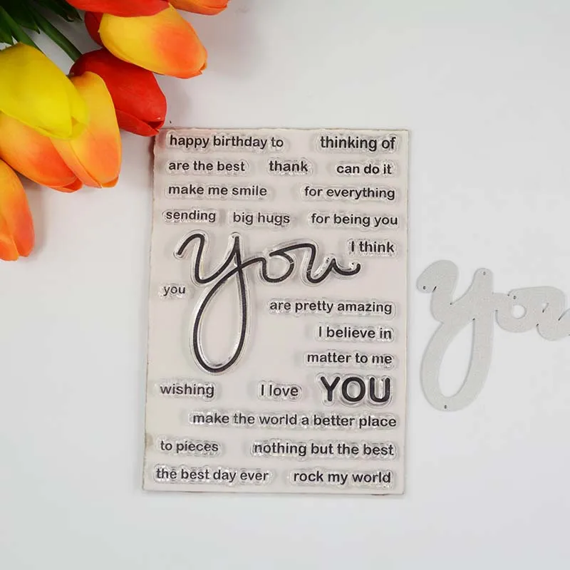 You Transparent clear stamp/coordinating die for DIY Scrapbooking/Card Making/Kids Fun Decoration Supplies
You Transparent clear stamp/coordinating die for DIY Scrapbooking/Card Making/Kids Fun Decoration Supplies