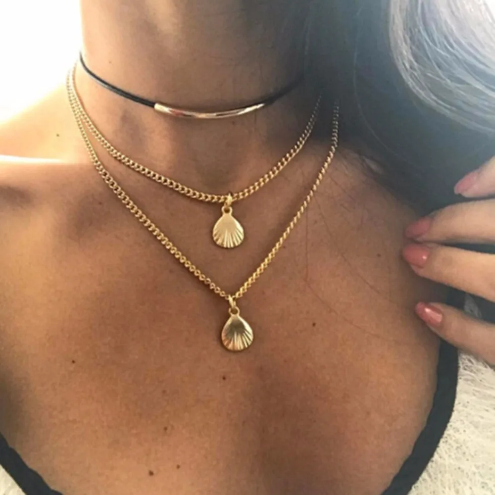 Punk Black Velvet Rope Chokers Necklaces for Women Vintage Multilayers Gold Silver Color Chains Shell Pendants Necklaces 372869
Punk Black Velvet Rope Chokers Necklaces for Women Vintage Multilayers Gold Silver Color Chains Shell Pendants Necklaces 372869