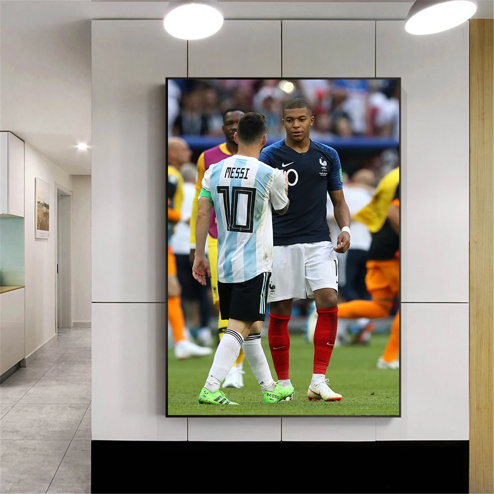 Sport Canvas Painting France VS Argentina Football Star Kylian Mbappe Poster Prints Wall Pictures for Living Room Decoration
Sport Canvas Painting France VS Argentina Football Star Kylian Mbappe Poster Prints Wall Pictures for Living Room Decoration