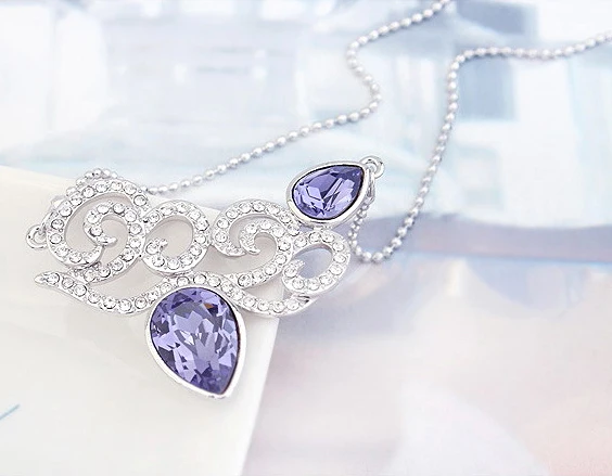 Ожерелье с подвеской из натуральных кристаллов Сваровски роскошное ювелирное