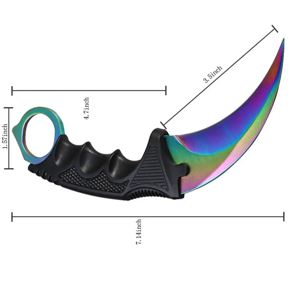 Csgoナイフkarambitトレーニングナイフ固定刃ナイフでシース狩猟サバイバルポケットネックナイフcsコールドドロップ無料 ドロップナイフ ナイフ シースナイフ固定 Gooum