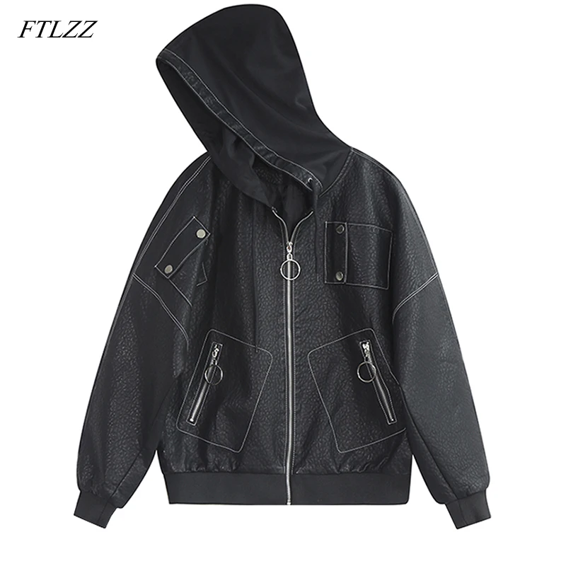 FTLZZ Ladies Basic Faux Soft Leather Jacket Women Casual Hooded Pu Leather Biker Motorcycle Jacket Balck Street Outerwear Coat
FTLZZ Ladies Basic Faux Soft Leather Jacket Women Casual Hooded Pu Leather Biker Motorcycle Jacket Balck Street Outerwear Coat