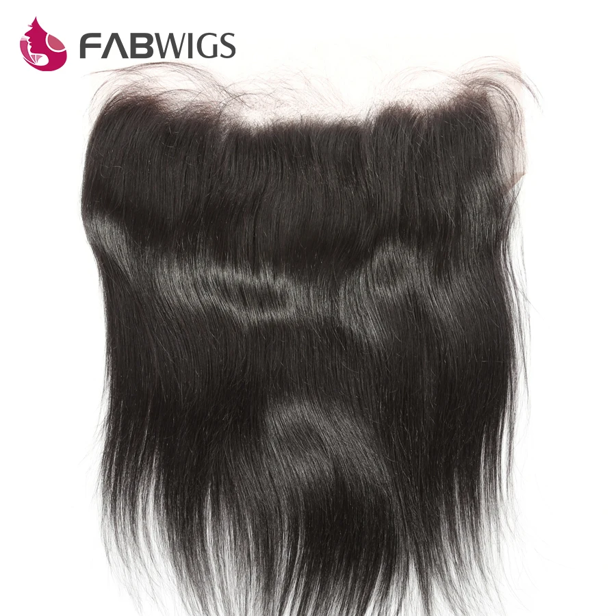 Fabwigs Peruvian Silky Straight 13x6 Lace Frontal Pre Plucked Closure Bleached Knots with Baby Hair 10-20" Remy | Шиньоны и парики