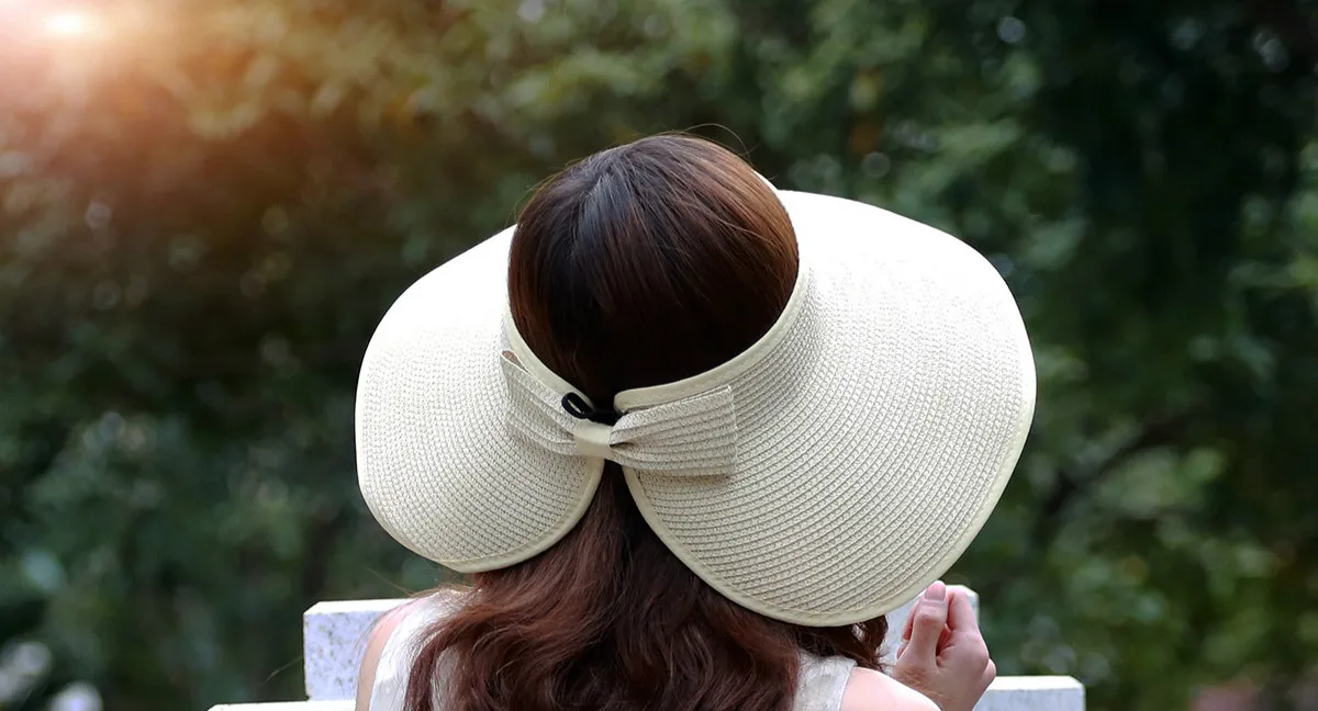 COKK Brand New Spring Summer Visors Cap Foldable Wide Large Brim Sun Hat Beach Hats for Women Straw Hat Wholesale Chapeau 8