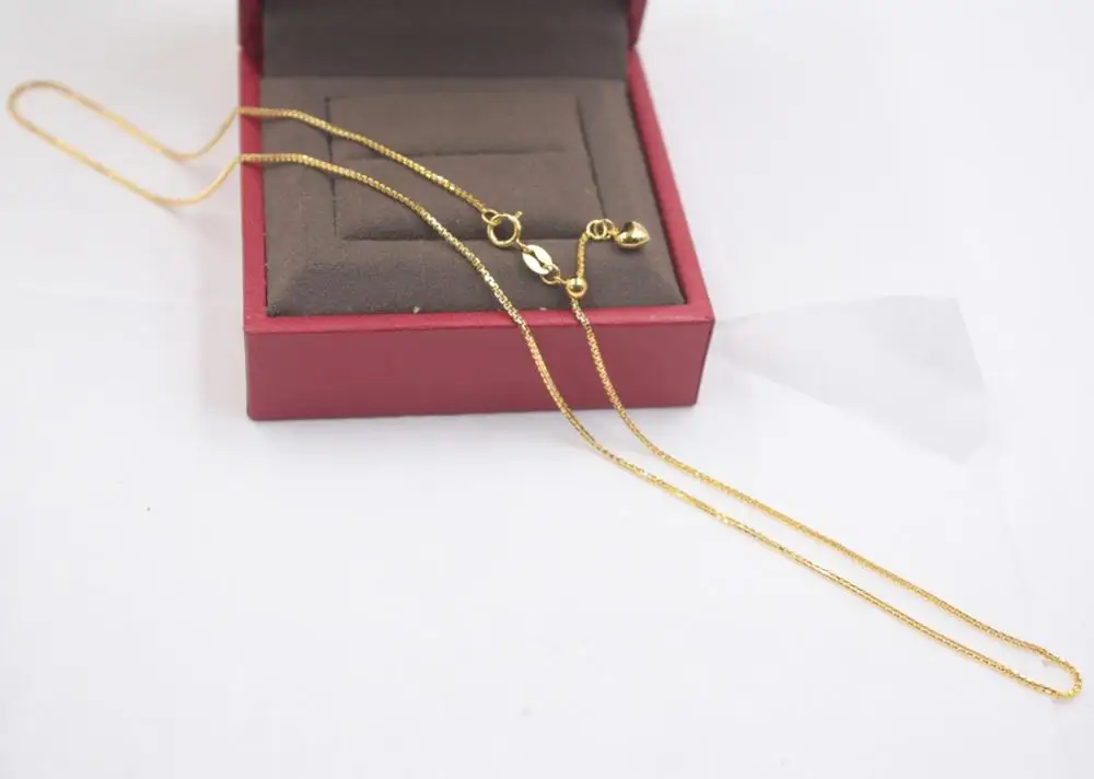 Real 18K Yellow Gold Chain Lucky Box Woman's Necklace / 17.7 INCH Adjustable New 2.1-2.3g 0.8mm
Real 18K Yellow Gold Chain Lucky Box Woman's Necklace / 17.7 INCH Adjustable New 2.1-2.3g 0.8mm