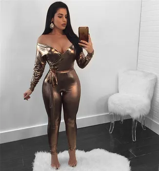 PU Leather Bodycon Jumpsuit Outfit Women Long Sleeve Off Shoulder Sexy Night Club Party Jumpsuits Romper Womens Jumpsuit Catsuit
PU Leather Bodycon Jumpsuit Outfit Women Long Sleeve Off Shoulder Sexy Night Club Party Jumpsuits Romper Womens Jumpsuit Catsuit