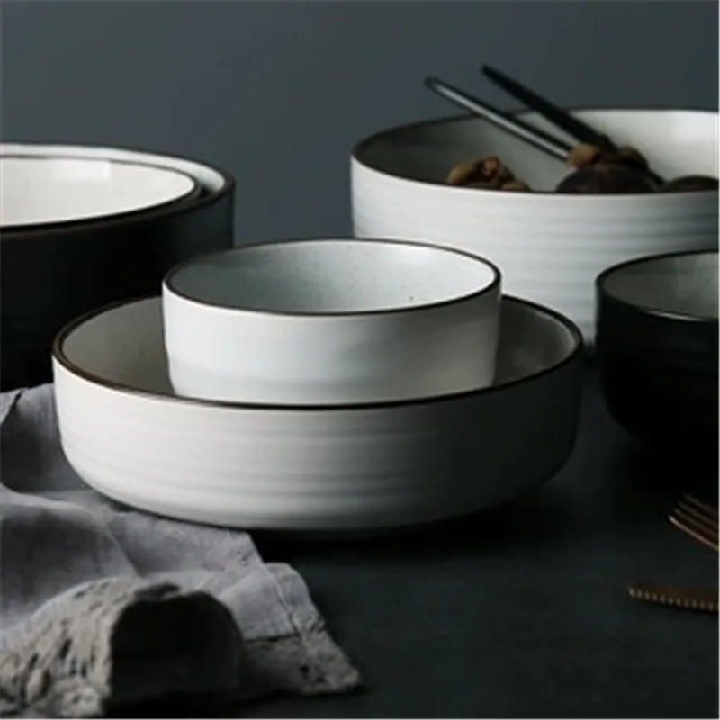 NIMITIME Ceramic Household Rice Soup Bowls Porcelain Tableware Dinnerware White and Black Color Round Dinner Plate Tableware 
NIMITIME Ceramic Household Rice Soup Bowls Porcelain Tableware Dinnerware White and Black Color Round Dinner Plate Tableware