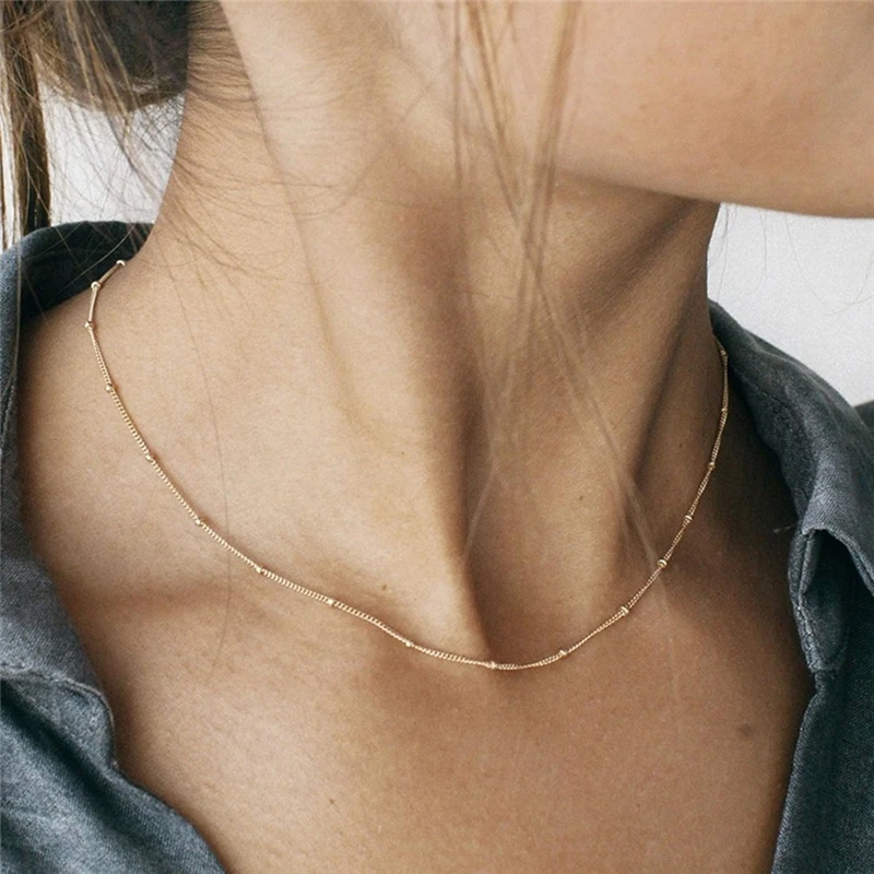 Fashion Simple Gold Silver Beaded Choker Necklace Short Chain Delicate Bead Pendant Necklace For Women Gift
Fashion Simple Gold Silver Beaded Choker Necklace Short Chain Delicate Bead Pendant Necklace For Women Gift