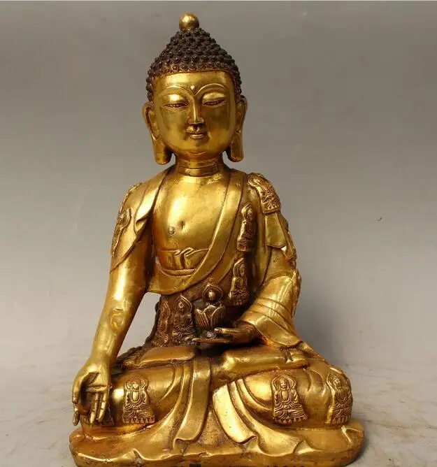 free 12" Tibet Buddhism Bronze Gild Sakyamuni Shakyamuni Amitabha Buddha lotus Statue fast
free 12" Tibet Buddhism Bronze Gild Sakyamuni Shakyamuni Amitabha Buddha lotus Statue fast