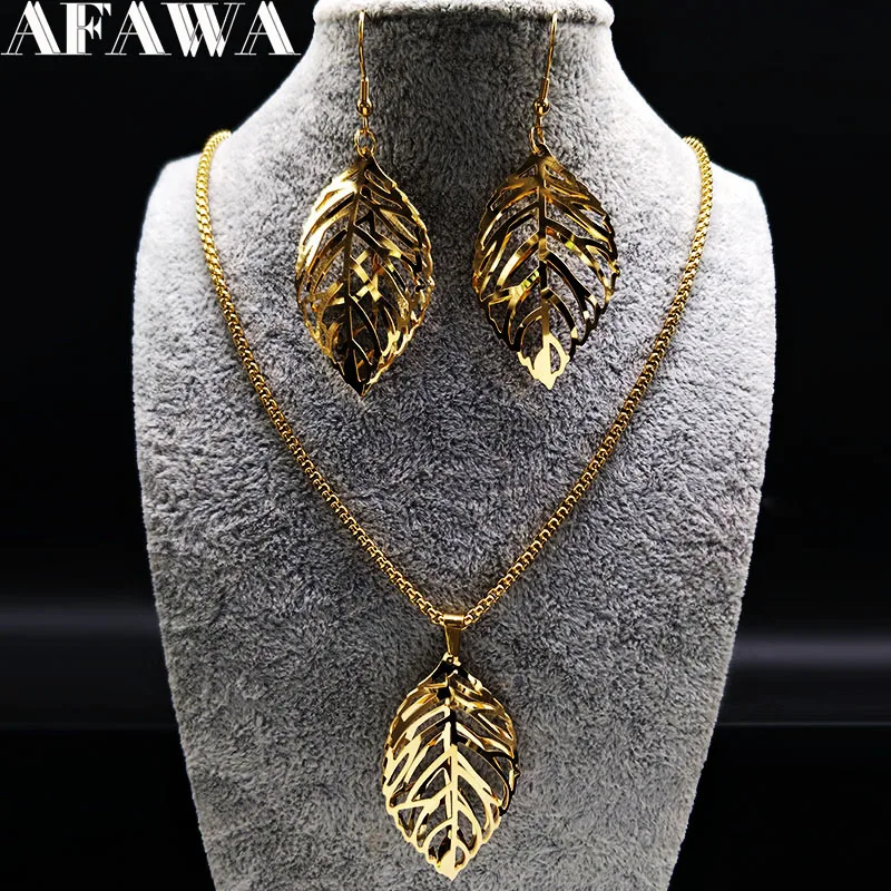 2019 Gold Color Leaves Stainless Steel Set With Necklace Earrings Jewelry for Women Ethiopian Jewelry accesorios mujer S178309
2019 Gold Color Leaves Stainless Steel Set With Necklace Earrings Jewelry for Women Ethiopian Jewelry accesorios mujer S178309