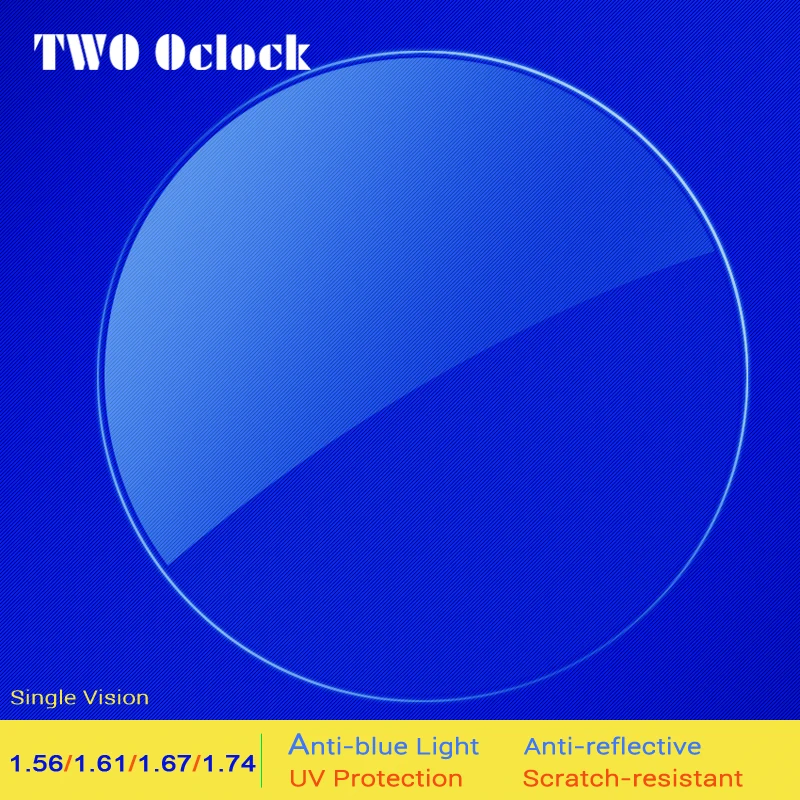 TWO Oclock 1.56 1.61 1.67 1.74 Index Clear Prescription Glasses Lens Minus Anti Blue Light Anti-reflective Coating Optical Lens
TWO Oclock 1.56 1.61 1.67 1.74 Index Clear Prescription Glasses Lens Minus Anti Blue Light Anti-reflective Coating Optical Lens