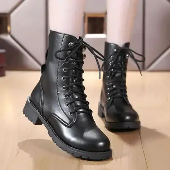 Retro Style Leather Women Cross-tied Ankle Handmade Boots RoundToe black Riding Shoes For Woman Summer Cool Boots 2019
Retro Style Leather Women Cross-tied Ankle Handmade Boots RoundToe black Riding Shoes For Woman Summer Cool Boots 2019
