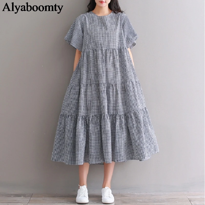 Mori Girl Fashion Robe Femme Ete 2019 Vintage Plaid Casual Loose Long Dress For Summer Elegant Ruffle Sweet Midi Dress Women
Mori Girl Fashion Robe Femme Ete 2019 Vintage Plaid Casual Loose Long Dress For Summer Elegant Ruffle Sweet Midi Dress Women