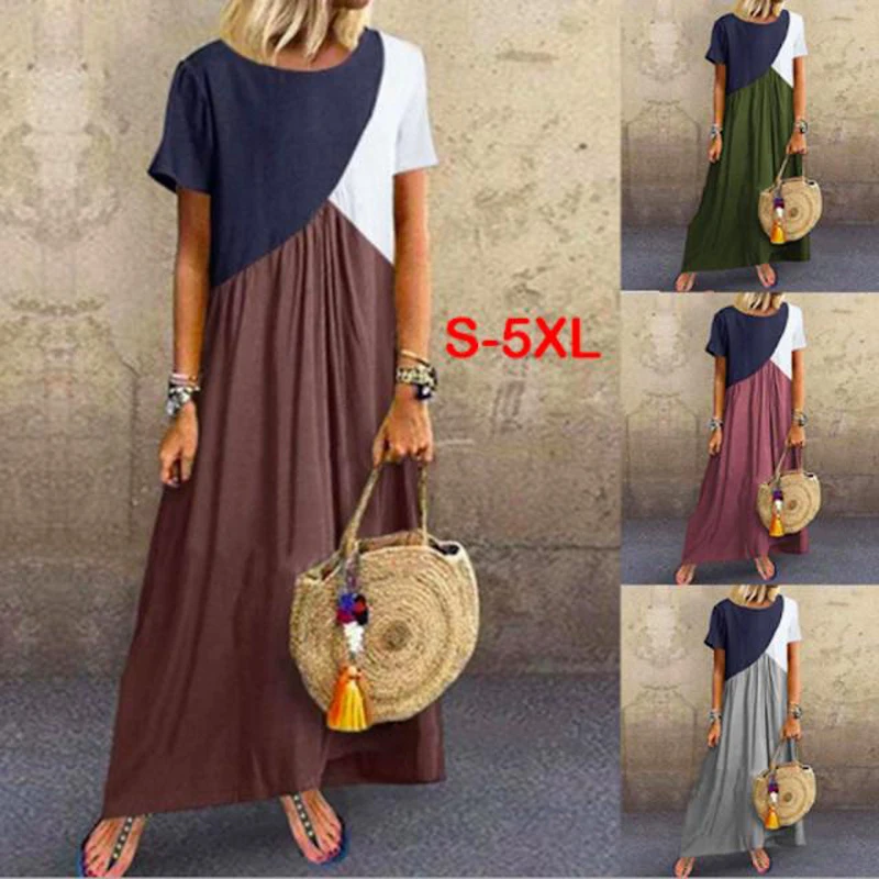 2019 Women Dresses Long maxi dresses for women vestidos casual dress Beach Patchwork Color Loose Casual Plus Size Dress
2019 Women Dresses Long maxi dresses for women vestidos casual dress Beach Patchwork Color Loose Casual Plus Size Dress