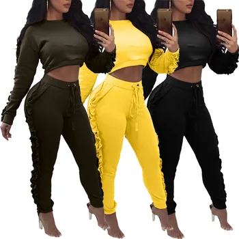 Sexy Solid Full Sleeves Short Coat Lace Up Full Length Pants Stringy Selvedge Women Suits
Sexy Solid Full Sleeves Short Coat Lace Up Full Length Pants Stringy Selvedge Women Suits