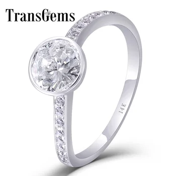 TransGems Solid 10K/14K White Gold Center 1ct 6.5MM F Color Moissanite Ring Wedding Band with Accents for Women Fine Jewellery
TransGems Solid 10K/14K White Gold Center 1ct 6.5MM F Color Moissanite Ring Wedding Band with Accents for Women Fine Jewellery