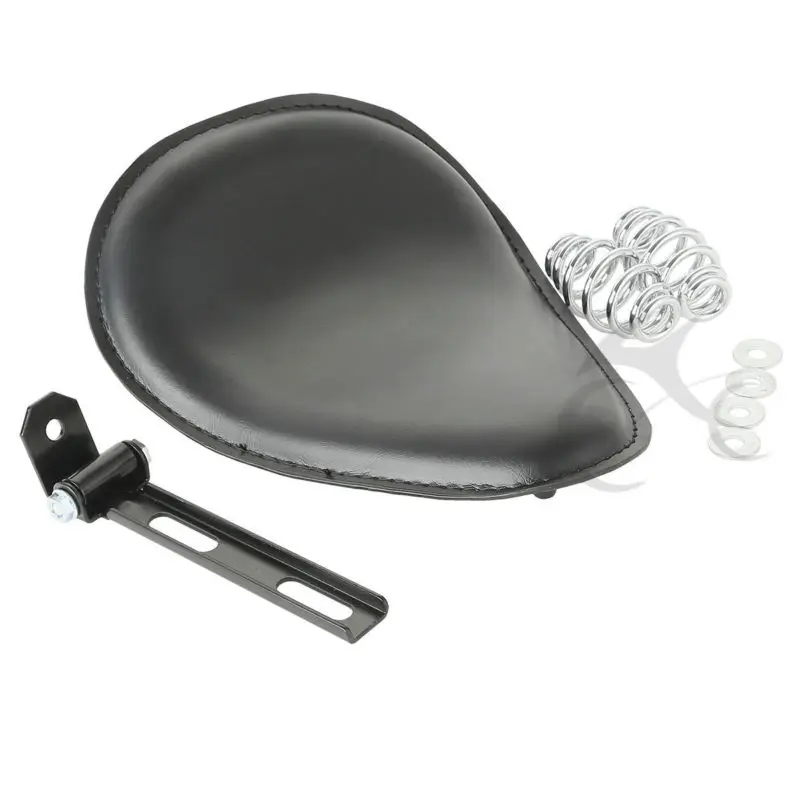 Черный Solo Seat W/Весенний Монтажный кронштейн комплект для Harley Kawasaki Honda Yamaha