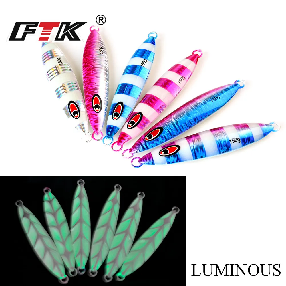 FTK 80g-250g 6Colors Slow shake Metal Jigging Fishing Spoon Iron Plate Long shot Laser Luminous Lead Baits Sea Fishing Jig Lures
FTK 80g-250g 6Colors Slow shake Metal Jigging Fishing Spoon Iron Plate Long shot Laser Luminous Lead Baits Sea Fishing Jig Lures