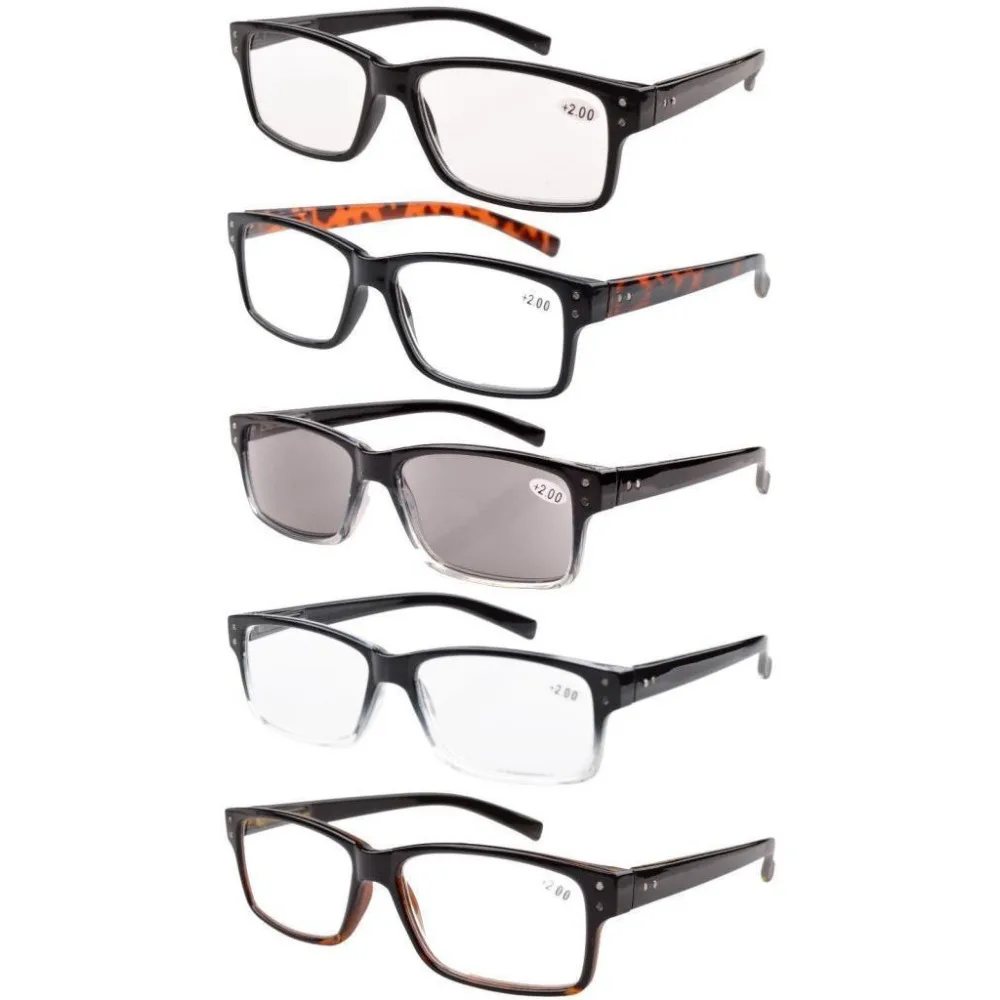 Eyekepper R032 5-pack Spring Hinges Vintage Reading Glasses Men Includes Sun Readers 5 pairs mix(1 of each color) +1.00--+4.00
Eyekepper R032 5-pack Spring Hinges Vintage Reading Glasses Men Includes Sun Readers 5 pairs mix(1 of each color) +1.00--+4.00