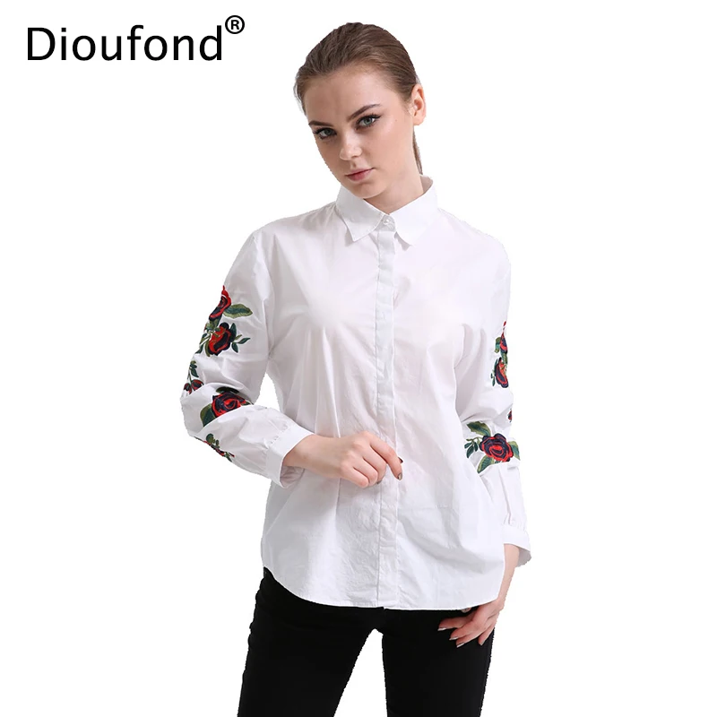Dioufond Rose Embroidery Blouse Shirt Women Long Sleeve Pearls Button Down Floral Blouses White Navy Ladies Office Shirts 2017
Dioufond Rose Embroidery Blouse Shirt Women Long Sleeve Pearls Button Down Floral Blouses White Navy Ladies Office Shirts 2017
