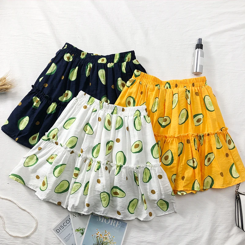 2019 Summer New Wooden Ear Stitching High Waist Big Swing A Word Short Skirt Female Summer Avocado Printed High Waist SkirtMw725
2019 Summer New Wooden Ear Stitching High Waist Big Swing A Word Short Skirt Female Summer Avocado Printed High Waist SkirtMw725