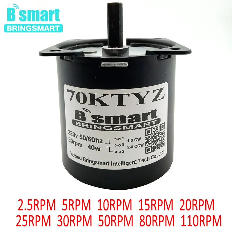 BRINGSMARTBringsmart 70KTYZ 220V 40W AC Synchronous Motor High Torque 3.5-160kg.cm Low Speed 2.5-110rpm Low Noise Electric Motor
BRINGSMARTBringsmart 70KTYZ 220V 40W AC Synchronous Motor High Torque 3.5-160kg.cm Low Speed 2.5-110rpm Low Noise Electric Motor