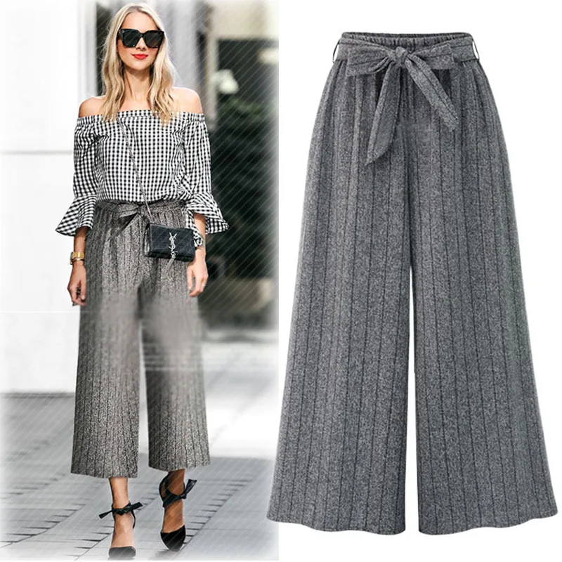 2019 Spring Autumn Plus Size Women High Waist Pants Drawstring Wide Leg Ankle Length Pants Women Trousers
2019 Spring Autumn Plus Size Women High Waist Pants Drawstring Wide Leg Ankle Length Pants Women Trousers